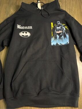 Men’s Sz S (34-36) DC Comics Batman Graphic Black Hoodie Sweatshirt New With Tag